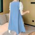 Women Maternity Dress Summer Short Sleeves Chiffon A line Skirt Fashion Solid Color Lace up Loose Dress 510 black skirt M