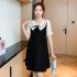 Women Maternity Dress Summer Short Sleeves Chiffon A line Skirt Fashion Solid Color Lace up Loose Dress 510 black skirt M