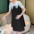 Women Maternity Dress Summer Short Sleeves Chiffon A line Skirt Fashion Solid Color Lace up Loose Dress 510 black skirt XXL