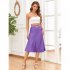 Women Maxi Skirt Wrap Pencil Zipper Long Skirts Slim Fit Solid Color Lace up Bodycon A line Skirt Purple M