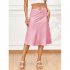 Women Maxi Skirt Wrap Pencil Zipper Long Skirts Slim Fit Solid Color Lace up Bodycon A line Skirt Purple M