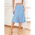 Women Maxi Skirt Wrap Pencil Zipper Long Skirts Slim Fit Solid Color Lace up Bodycon A line Skirt Purple M
