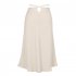 Women Maxi Skirt Wrap Pencil Zipper Long Skirts Slim Fit Solid Color Lace up Bodycon A line Skirt beige M