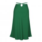 Women Maxi Skirt Wrap Pencil Zipper Long Skirts Slim Fit Solid Color Lace-up Bodycon A-line Skirt green XL