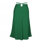 Women Maxi Skirt Wrap Pencil Zipper Long Skirts Slim Fit Solid Color Lace-up Bodycon A-line Skirt green XL