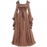 Women Medieval Retro Hooded Dress Square Collar with Trumpet Sleeves Big Swing Dress Halloween Christmas Suit blue M
