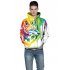 Women Men 3D Colorful Wolf Head Digital Printing Hoodie Pullover Casual Loose Sweater Tops  Colorful wolf head XXL