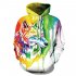 Women Men 3D Colorful Wolf Head Digital Printing Hoodie Pullover Casual Loose Sweater Tops  Colorful wolf head L