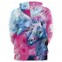 Women Men 3D Single Horn Horse Digital Printing Round Collar Hooded Sweatshirt B101 165 L