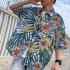 Women Men Leisure Shirt Personality Floral Printing Short Sleeve Retro Hawaii Beach Shirt Top Summer C109   XXL