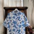 Women Men Leisure Shirt Personality Blue Floral Printing Short Sleeve Retro Hawaii Beach Shirt Top Summer C111   M