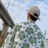 Women Men Leisure Shirt Personality Loose Green Floral Printing Short Sleeve Retro Hawaii Beach Shirt Top Summer C102   XXL