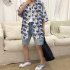 Women Men Leisure Shirt Personality Floral Printing Short Sleeve Retro Hawaii Beach Shirt Top Summer C105   L