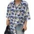 Women Men Leisure Shirt Personality Floral Printing Short Sleeve Retro Hawaii Beach Shirt Top Summer C105   M