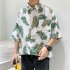Women Men Leisure Shirt Personality Floral Printing Short Sleeve Retro Hawaii Beach Shirt Top Summer C106   M