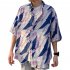 Women Men Leisure Shirt Personality Purple Floral Printing Short Sleeve Retro Hawaii Beach Shirt Top Summer C108   L