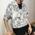 Women Men Leisure Shirt Personality Graffiti Printing Short Sleeve Retro Hawaii Beach Shirt Top Summer C115   L