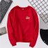 Women Men Long Sleeve Round Collar Loose Sweatshirts for Casual Sports  red M
