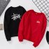 Women Men Long Sleeve Round Collar Loose Sweatshirts for Casual Sports  red M