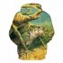 Women Men Loose 3D Underwater World Fish Printing Hooded Jacket Pullover  Photo Color M