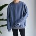 Women Men Round Necked Loose Long Sleeved Oversize Casual Sweatshirts for Campus  blue XL