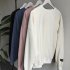 Women Men Round Necked Loose Long Sleeved Oversize Casual Sweatshirts for Campus  black M