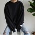 Women Men Round Necked Loose Long Sleeved Oversize Casual Sweatshirts for Campus  black M