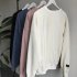 Women Men Round Necked Loose Long Sleeved Oversize Casual Sweatshirts for Campus  blue M