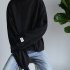 Women Men Round Necked Loose Long Sleeved Oversize Casual Sweatshirts for Campus  black M