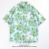 Women Men Summer Short Sleeve Floral Shirt Comfortable Button Up Lapel Collar Retro Loose Casual Tops H803 3XL