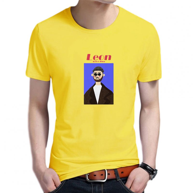 Women Men T Shirt Fashion Loose Short Sleeve Tops for Couple Lovers Yellow male_XXL
