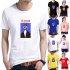 Women Men T Shirt Fashion Loose Short Sleeve Tops for Couple Lovers Blue male XL