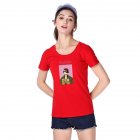 Women Men T Shirt Fashion Loose Short Sleeve Tops for Couple Lovers Red female XL