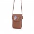 Women Mini Cellphone Bag Satchel Leaf Single Strap Cross body PU Leather Fashion Bag brown