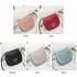 Women Mini Round Bag Satchel PU Leather Solid Color Single Strap Simple Cross body Bag gray