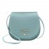 Women Mini Round Bag Satchel PU Leather Solid Color Single Strap Simple Cross body Bag blue