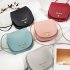 Women Mini Round Bag Satchel PU Leather Solid Color Single Strap Simple Cross body Bag gray