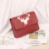 Women Mini Square Bag Satchel Cartoon Deer Head Cross body PU Leather Cellphone Chain Bag red