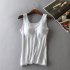 Women Modal Chest Pad Camisole Vest Without Steel Ring for Yoga Sports Bright yellow One size