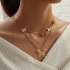 Women Necklace Double layer Butterfly Pendant Alloy Clavicle Necklace Retro Chain Jewelry A08 07 30 Gold