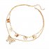 Women Necklace Double layer Butterfly Pendant Alloy Clavicle Necklace Retro Chain Jewelry A08 07 30 Gold
