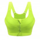 Women No Steel Ring Breathable Thin Yoga&Sports Bra Professional Design Running Shockproof Bra with Zipper Underwear Fluorescent green_L