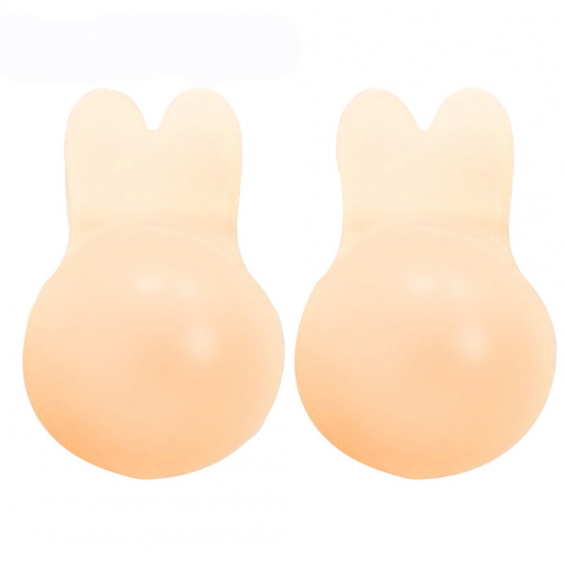 Women Nube Bra Rabbit Shape Invisible Silica Gel Breast Sticker  Round complexion_One size