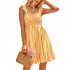 Women Off Shoulder Dress Trendy Sweet Ruffled Striped Printing A line Skirt Casual Short Sleeves Short Dress blue S