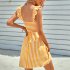 Women Off Shoulder Dress Trendy Sweet Ruffled Striped Printing A line Skirt Casual Short Sleeves Short Dress blue S