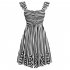 Women Off Shoulder Dress Trendy Sweet Ruffled Striped Printing A line Skirt Casual Short Sleeves Short Dress blue M
