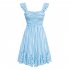 Women Off Shoulder Dress Trendy Sweet Ruffled Striped Printing A line Skirt Casual Short Sleeves Short Dress yellow S