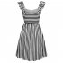 Women Off Shoulder Dress Trendy Sweet Ruffled Striped Printing A line Skirt Casual Short Sleeves Short Dress yellow S