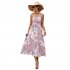 Women Off Shoulder Strapless Dress Sexy Sleeveless High Waist Lace up Tube Top Midi Skirt Floral Printing A line Skirt navy blue S