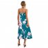 Women Off Shoulder Strapless Dress Sexy Sleeveless High Waist Lace up Tube Top Midi Skirt Floral Printing A line Skirt navy blue XL